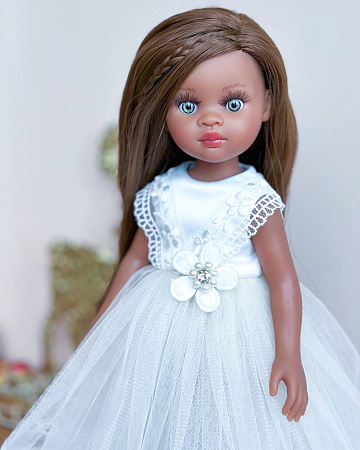 Платье бальное  на куклу Paola Reina 33 см, кремовое